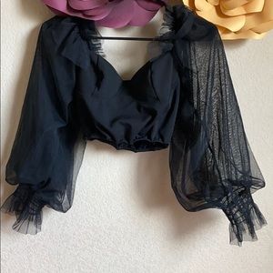 Black Crop Top Long Sleeve